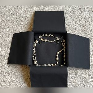 Chanel 22 SS Long Necklace with Metal, Crystal and Resin Pearl